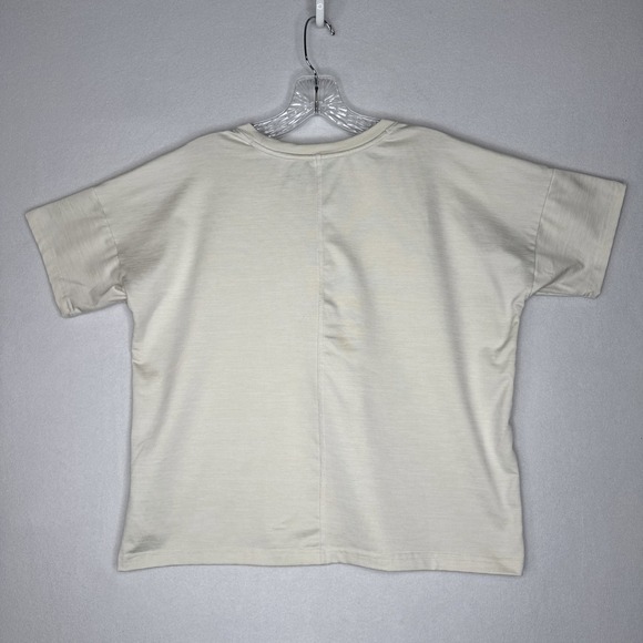 Columbia Womens Cropped T Shirt Cream M Short Sleeve Stretch Top - Picture 2 of 9
